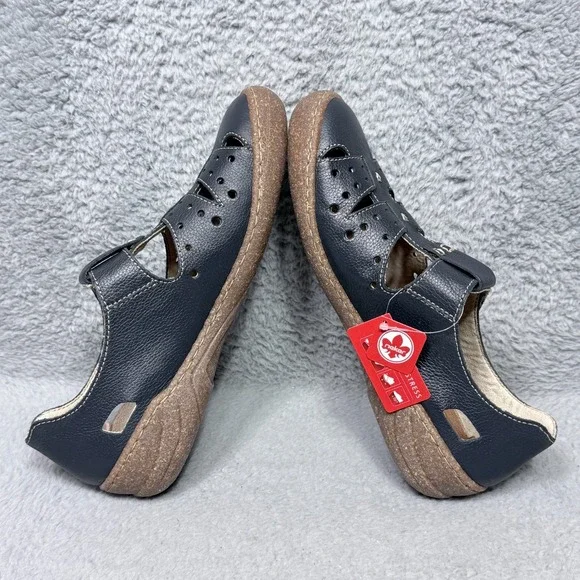 Rieker Antistress Womens Size 9.5 Close Toe Comfort Sandals Shoes Blue Leather - Picture 6 of 10